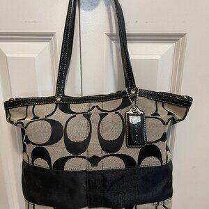 Coach Signature Black Canvas and Grey canvas bag  Great shape!  F13548